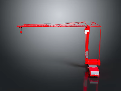 Red Mobile Construction Crane With Telescopic Boom And Hydraulic Lifting System 3d model