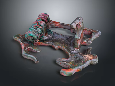 Rustic Copper Household Decor With Colorful Patina And Irregular Design Details 3d model
