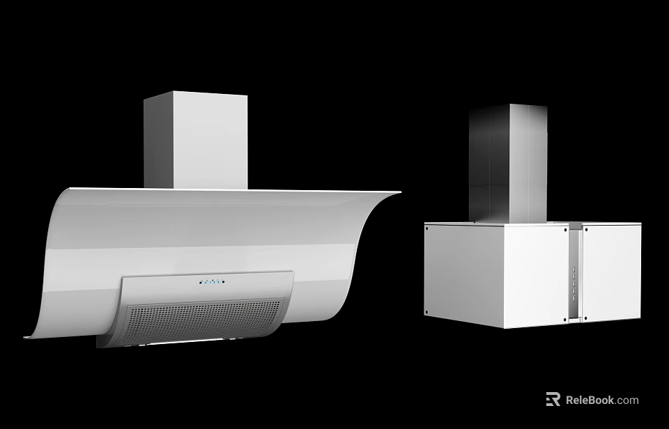 Modern Kitchen Appliances Featuring Sleek Range Hoods In Different Styles 3d model 