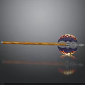 Warhammer Weapon With Orange Handle Purple Flame Sphere And Spiked Head