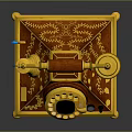 Vintage Gold And Red Decorative Telephone With Classic Dial Design