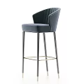 Modern Gray Bar Stool With Tufted Backrest And Metal Legs Design 3d model