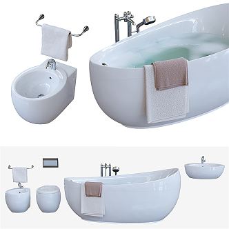 Modern Bathtub Toilet 3d model