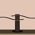 Modern Curved Arm Desk Lamp With LED Light Strips And Black Base On Wooden Table