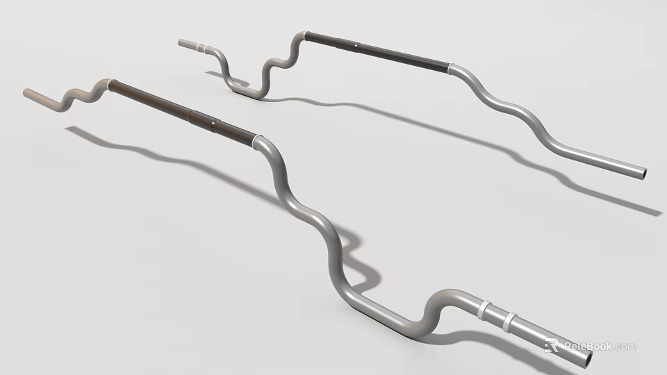 Industrial Equipment Metal Rods With Various Curved Shapes And Silver Black Finish 3d model 