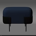 Modern Blue Upholstered Ottoman With Black Metal Legs And Contemporary Design Style