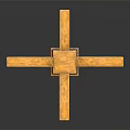 Handcrafted Wooden Pillar With Cross Shaped Top And Natural Wood Finish