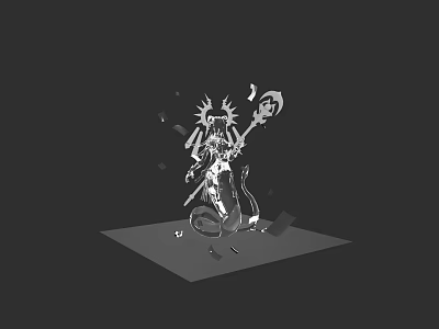 Game Movie Character 3D Model With Crown Staff Shield And Decorative Fragments 3d model