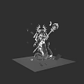 Game Movie Character 3D Model With Crown Staff Shield And Decorative Fragments