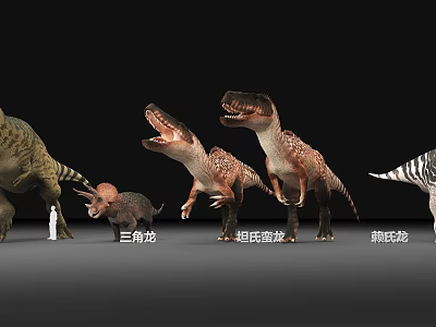 Realistic Reptile Models Featuring Triceratops Velociraptor And Tyrannosaurus Rex 3d model