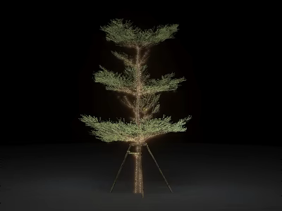 Layered Foliage Arbor With String Lights And Tripod Support On Dark Background 3d model