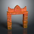 Scenic Landscape Featuring Ancient Red Brick Arch With Green Moss Accents