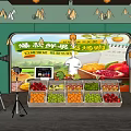 Public Office Space Featuring Fresh Fruit Promotion Display And Camera Equipment 3d model