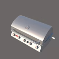 Silver Stainless Steel Outdoor BBQ Grill With Control Knobs And Lid 3d model