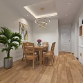 Modern Living and Dining Room Interior With Chandelier Sofa Coffee Table And Wooden Flooring
