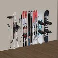 Organized Ski Sports Equipment Wall Mounted Storage with Skis Poles and Boots