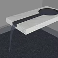 Indoor Landscape Featuring White Marble Countertop Black Circular Sink Flowing Water Dark Floor Soft Lighting