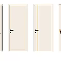 Modern White Hinged Doors With Decorative Stripes And Various Handles Design 3d model