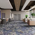 Modern Leisure Area With Sofa Chairs Green Plants And Large Decorative Painting
