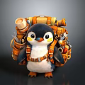 Adorable Adventure Penguin With Backpack Carrying Scroll Tools And Bottles