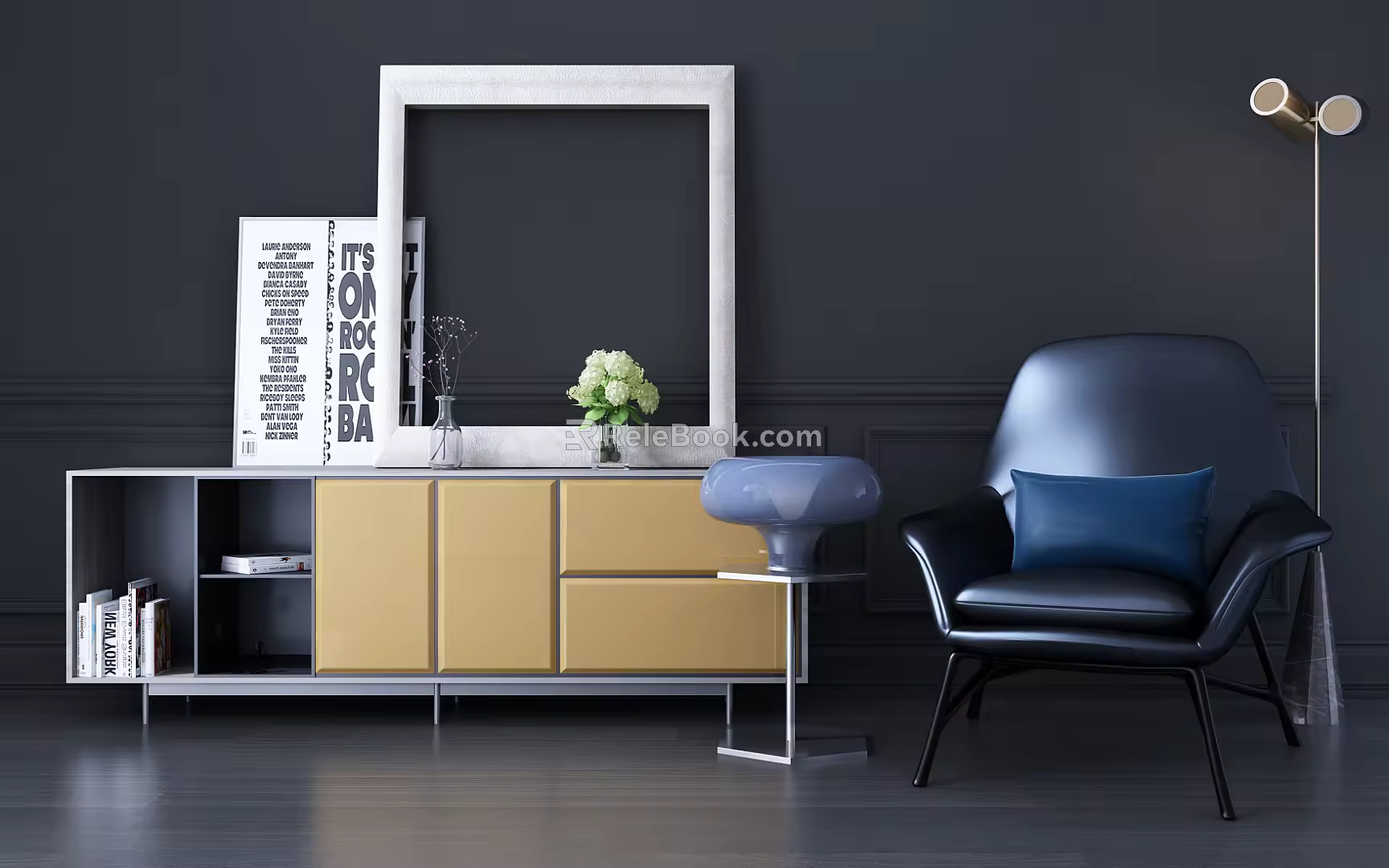 Modern Side Cabinet Single Chair Side Cabinet Combination 3d model