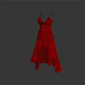 Red Spaghetti Strap Evening Dress With Ruched Bodice And Asymmetrical Hem