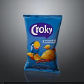 Croky Paprika Flavored Potato Chips In Blue Packaging With Crispy Design