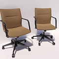 Modern Brown Office Chairs With Black Armrests And Swivel Wheels