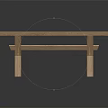 Modern Wooden Table With Black Panel Top And Crossed Legs Design