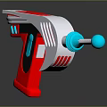 Red And Silver Futuristic Weapon With Blue Components And Streamlined Design 3d model