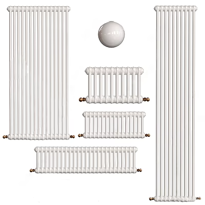 Modern Stylish White Radiators With Different Designs And Slim Metal Construction For Home Heating Systems 3d model