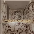 Elegant Modern Bathroom Interior With Marble Walls And Vanity Countertops