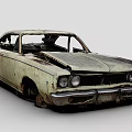 Rusty Old Classic Car With Worn Body And Missing Windows On Gray Background 3d model