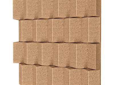 Brown Textured Cork Block Stacked Background Wall For Modern Interior Design 3d model