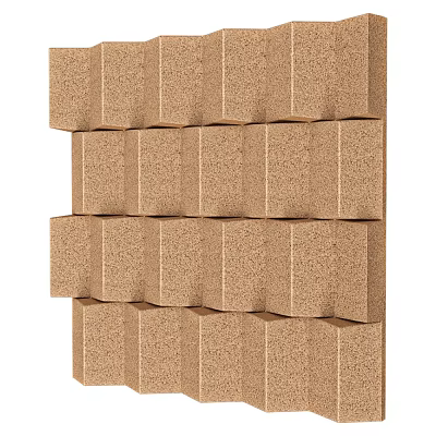 Brown Textured Cork Block Stacked Background Wall For Modern Interior Design 3d model