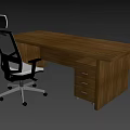 Modern Wooden Office Desk With Drawer Cabinet And Black Mesh Chair
