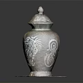 Decorative Storage Jar With Intricate Patterns And White Base Stand 3d model