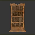 Vintage Brown Wooden Bookshelf With Multiple Shelves Carved Top And Solid Base