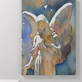 Abstract Painting Featuring Angel Figure In Watercolor Style With Colorful Hues