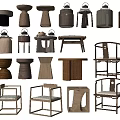 Modern Minimalist Stools With Various Designs And Wooden Frames For Home Decor 3d model