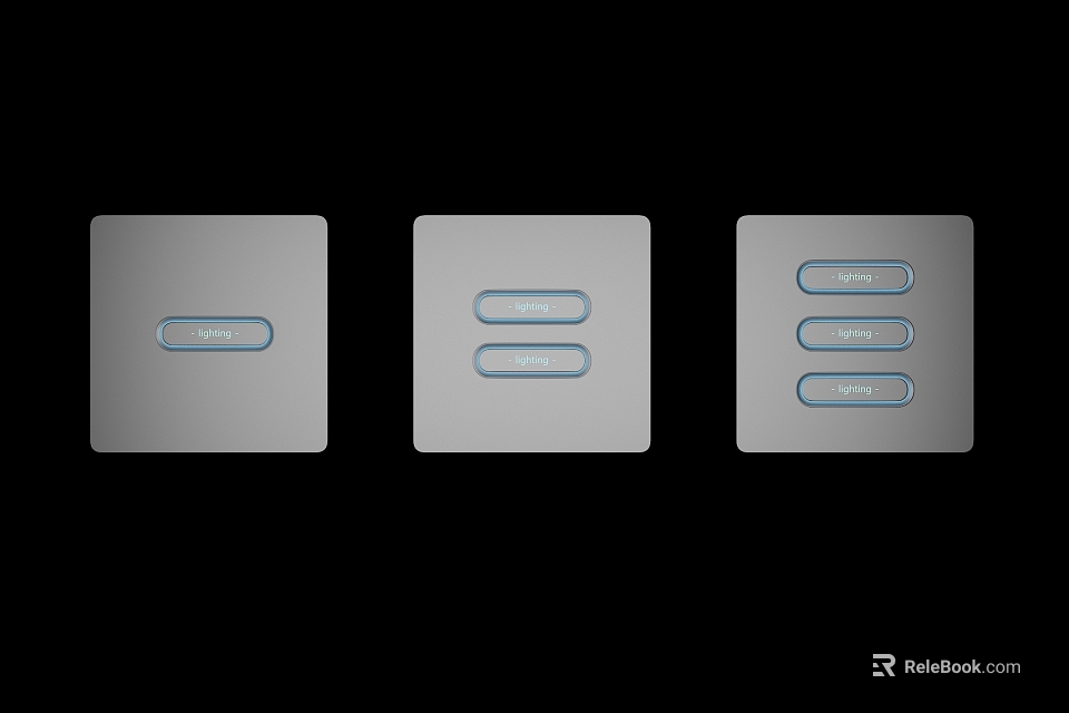 Grey Switch Panels With Blue Buttons In Different Quantities And Modern Design 3d model 
