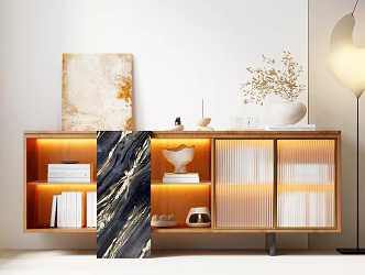 Modern Entrance Cabinet Italian Side Cabinet Modern Italian Decorative Cabinet Italian Short Cabinet Decorative Cabinet Decorative Painting Floor Lamp Modern Italian Decoration Combination 3d model