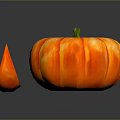 Decorative Orange Striped Pumpkin With Split Section For Home Decoration 3d model
