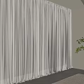 White Flowy Curtains In Modern Minimalist Interior With Natural Light Green Plant And Wooden Floor