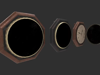Wall Decor With Multiple Clocks In Octagonal Frames And Black Dials 3d model