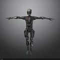 Silver Metallic Humanoid Robot With Outstretched Arms And Mechanical Structure