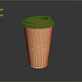 Orange Paper Cup With Brown Lid On Dark Reflective Background 3d model