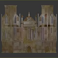 Ancient Gothic Castle Architecture With Towers Spires And Arched Windows 3d model
