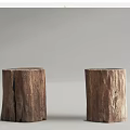 Natural Wooden Stump Stools And Modern Upholstered Bench Stool Home Decor