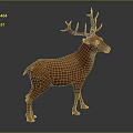Realistic Brown Deer With Large Antlers Standing On Dark Background 3d model